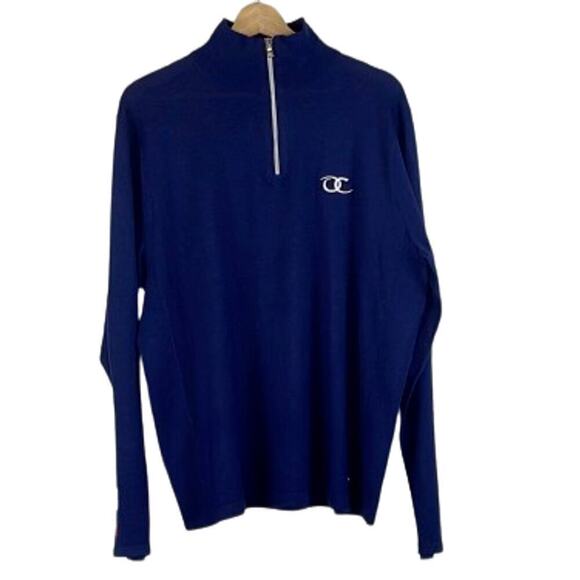 RLX RALPH LAUREN MEN'S HALF-ZIP MERINO WOOL NAVY BLUE SWEATER SIZE XL - Picture 1 of 10